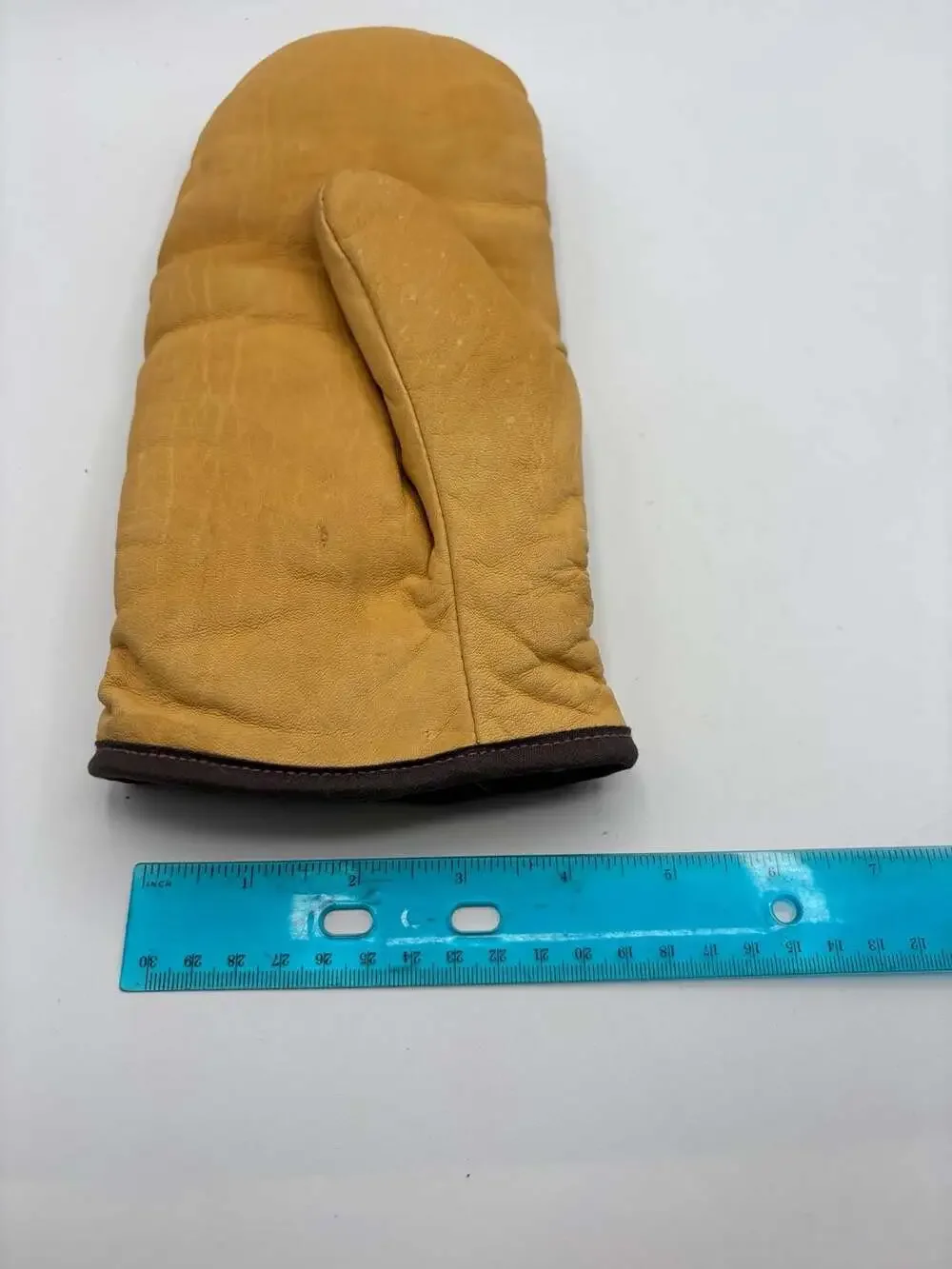 Vintage Genuine Steerhide Soft Durable Shearling Lined Winter Mittens XL